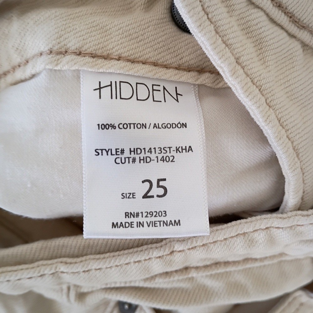 Hidden Jeans Khaki Cargo Pants Straight Leg Tan Utility Y2K Minimalist Size 25 - Picture 12 of 13